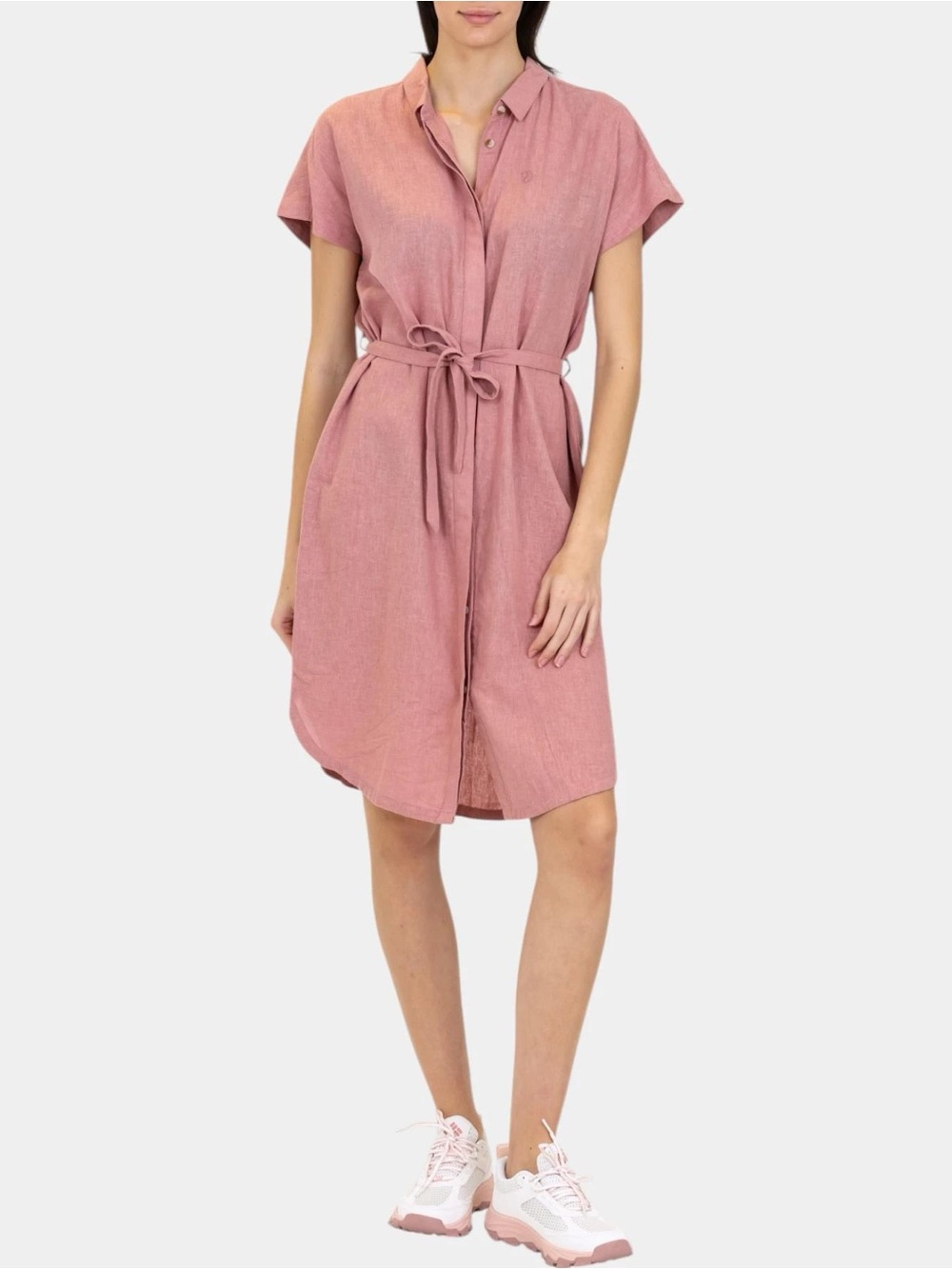 Fjallraven Ovik Hemp Shirt Dress Small Pink Outdoor Resort Vacation Casual Comfy